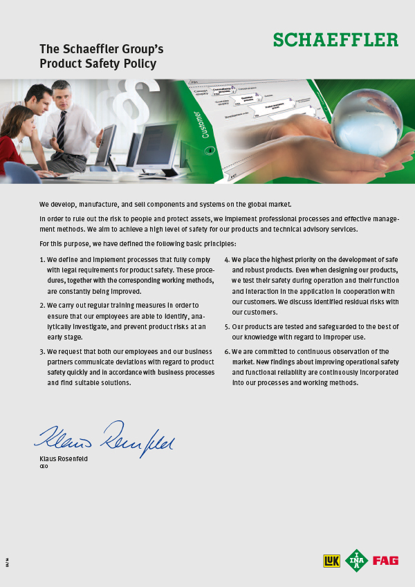 The Schaeffler Group’s Product Safety Policy Media Library Schaeffler Industrial Drives